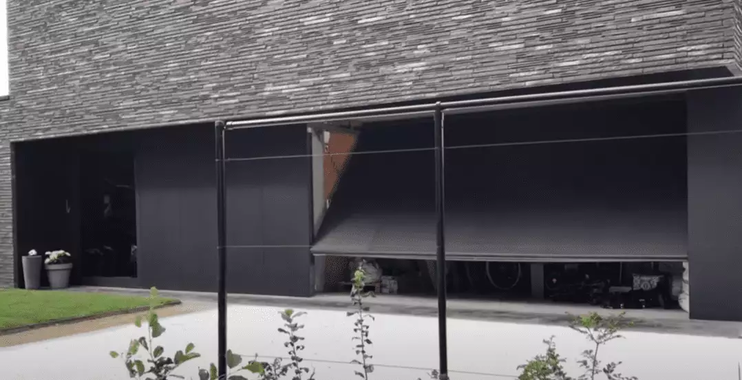 Black aluminium invisible garage door